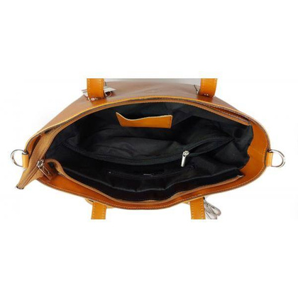 Klasyczna Włoska torebka skórzana na ramię mieści A4 ,Vera Pelle , Camel MVN14C