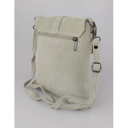 Zamszowa listonoszka Vera Pelle ,pojemna przewieszka format A5 Ecru LK44BEI