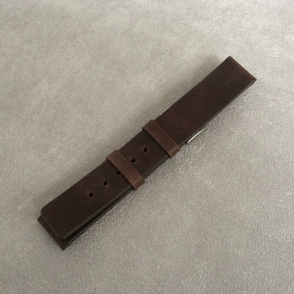 LAVVU Ciemnobrązowy gładki pasek PLAIN z luksusowej skóry Top Grain - 18