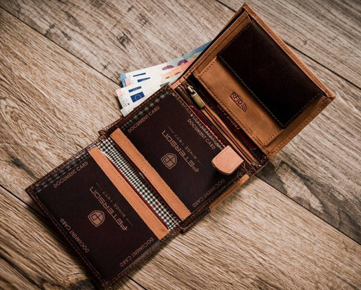 Duży, dwukolorowy portfel męski ze skóry naturalnej