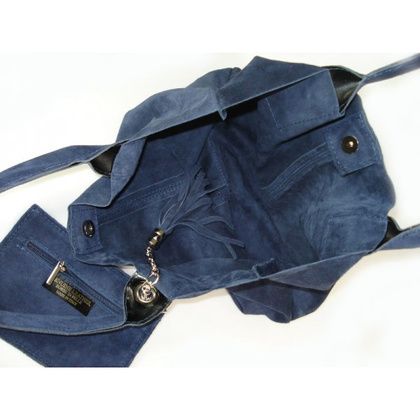 ZAMSZ NATURALNY WŁOSKA TORBA XL A4 SHOPPER BAG SKÓRZANA GRANATOWA W567BS