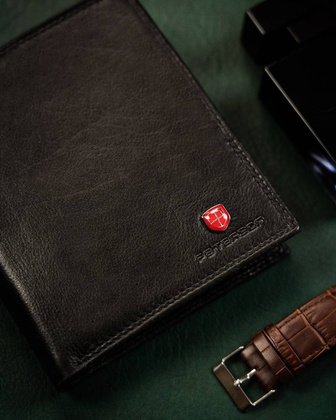 Duży, skórzany portfel męski z systemem rfid