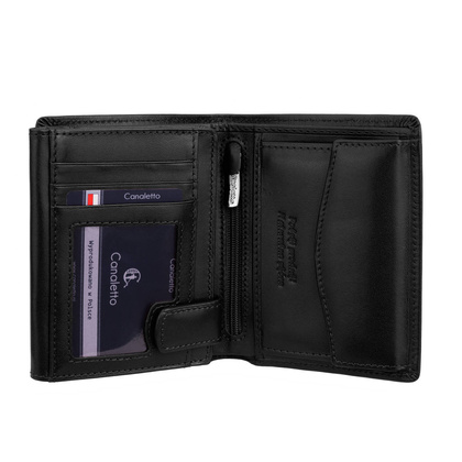 Męski czarny portfel Canaletto skóra garbowana roślinnie PM265s163gr RFID