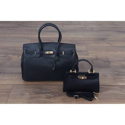 Włoska torebka listonoszka , kuferek Vera Pelle złote okucia skóra BERK221N