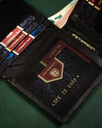 Składany portfel męski ze skóry naturalnej