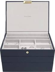 Szkatułka na biżuterię Stackers potrójna classic granatowa