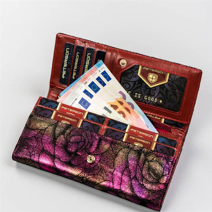 Poziomy, duży portfel damski ze skóry naturalnej