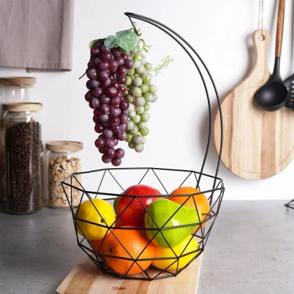 Koszyk na owoce i warzywa z wieszakiem kosz metalowy czarny miska loft