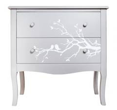 Komoda szara z 2 szufladami z ptaszkami