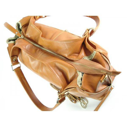 DUŻY PIĘKNY WOREK VERA PELLE POJEMNY ZAMKI A4 WŁOSKA TORBA CAMEL W678C KEMER