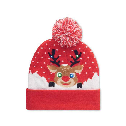 Świąteczna czapka dzianina LED