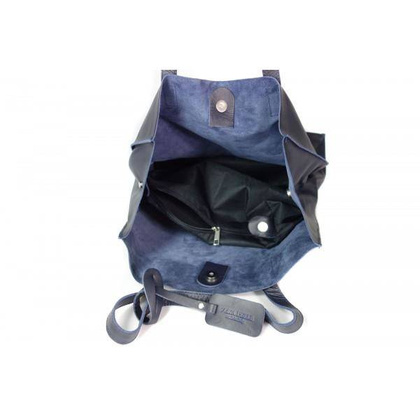 TOREBKI SKÓRZANE ZE SKÓRY NATURALNEJ SHOPPER BAG GENUINE LEATHER NA RAMIĘ A4 GRANATOWA GL46BS
