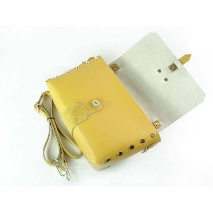 Kuferek listonoszka A5 złote dżety + zamsz żółty Vera Pelle VPK789GL