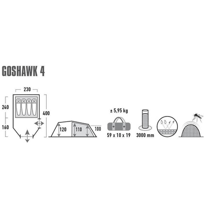 Namiot High Peak Goshawk 4 10307 Zielono Czerwony