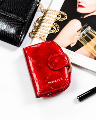 Skorzany portfel damski na bigiel i zatrzask