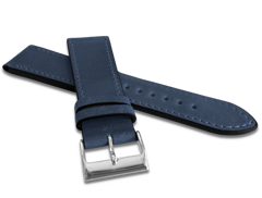 LAVVU Granatowy szyty pasek SLIM z luksusowej skóry Top Grain - 22