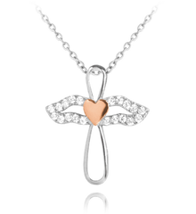 MINET Naszyjnik błyszczący srebrny ANIOŁ