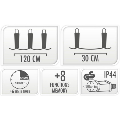 LAMPKI CHOINKOWE KURTYNA ŚWIETLNA 120x120 CM 235LED MULTIKOLOR GWIAZDKI