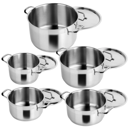 Zestaw garnków garnki stalowe 18/10 PREMIUM 10 el.