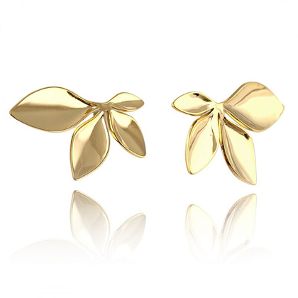 Kolczyki ze stali szlachetnej platerowane 14k złotem LISTKI KST3227