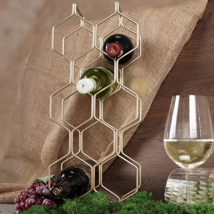 Stojak na wino metalowy złoty na 8 butelek 23x11x48 cm