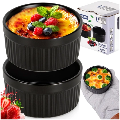 Miseczki do zapiekania porcelanowe czarne 260 ml 2 szt.