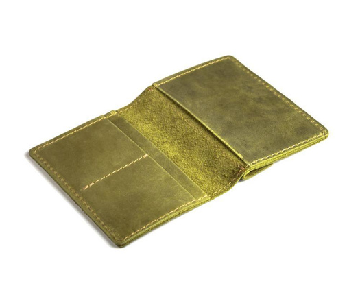 Zielony cienki portfel ze skóry naturalnej z bilonem slim wallet BRØDRENE SW04 - min. zamówienie 20 / 50 / 100 szt.