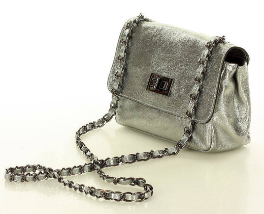 Torebka wizytowa listonoszka skóra MAZZINI - Sevilla metaliczna srebrna - min. zamówienie 20 / 50 / 100 szt.