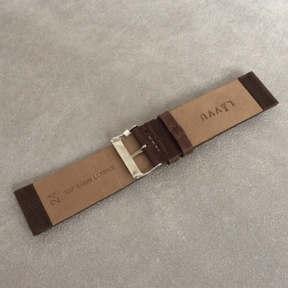 LAVVU Ciemnobrązowy gładki pasek PLAIN z luksusowej skóry Top Grain - 24