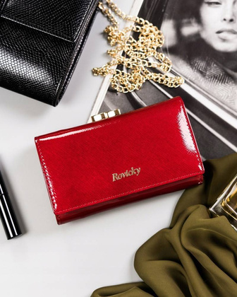 Skórzany portfel damski na bigiel i zatrzask