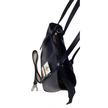 Torebka na ramię Vera Pelle ,Włoski skórzany kuferek format A4, Granatowa KM446BS