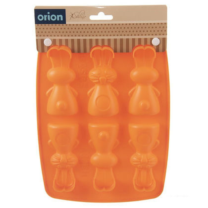 Forma do ciastek i pralin silikonowa pomarańczowa zajączek