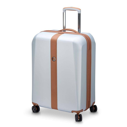 Delsey Promenade Hard średnia srebrna walizka na kółkach 66 cm