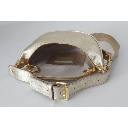 Włoska listonoszka nerka Vera Pelle złote okucia kółka Złota LN633ORO