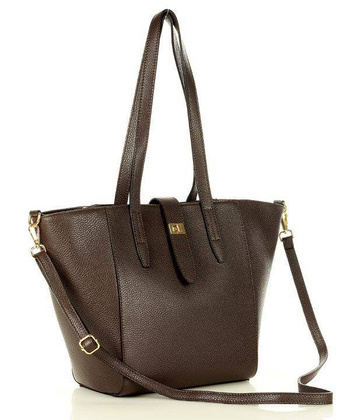 Torebka skórzana shopperka trepezowa na ramię - MARCO MAZZINI ciemny brąz caffe - min. zamówienie 20 / 50 / 100 szt.