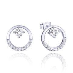 MINET Luksusowe kolczyki srebrne z białymi cyrkoniami