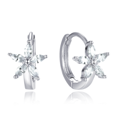 MINET Srebrne kolczyki kwiaty z cyrkoniami