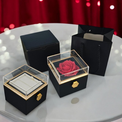 Pudełeczko Walentynkowe Rose Treasure Box na biżuterię Wieczna Róża Obrotowe PDOZ26CZ