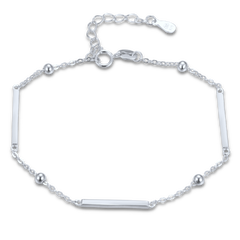 MINET Elegancka srebrna bransoletka z prętami, kulkami