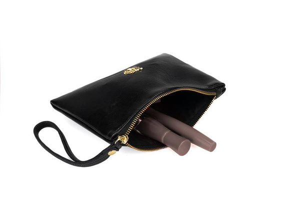 Skórzana kosmetyczka damska FK04 Solier czarna - min. zamówienie 20 / 50 / 100 szt.