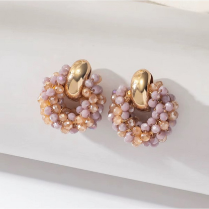 Kolczyki przy uchu ozdobne wianiuszki z koralikami K1712