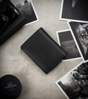 Skorzany portfel meski z kieszonka na suwak