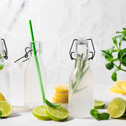 Butelka szklana kwadratowa z klipsem korkiem na oliwę alkohol syrop 0,29 l