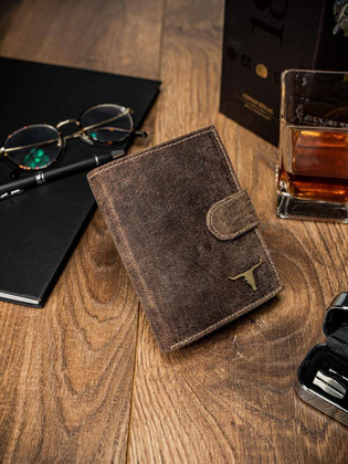 Portfel męski skórzany RM-06L-BAW BROWN