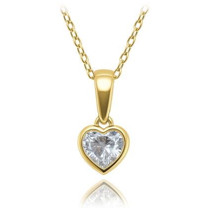 MINET Dziecięcy złoty naszyjnik serca z białym cyrkonem Au 585/1000 1,90g