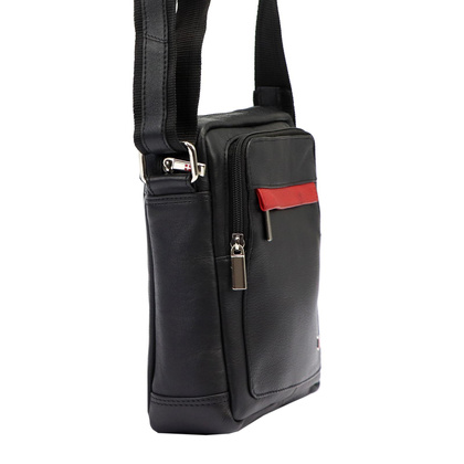 Saszetka męska z naturalnej skóry Albatross BB178 Czarna