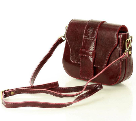 Torebka skórzana crossbody bag MAZZINI VERONA - bordo - min. zamówienie 20 / 50 / 100 szt.