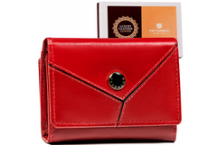 Klasyczny, mały portfel damski ze skóry naturalnej