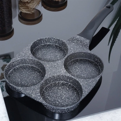 Patelnia do jajek granitowa 4 otwory BLACK LINE 19 cm