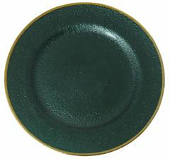 Podtalerz szklany zielony ze złotym brzegiem